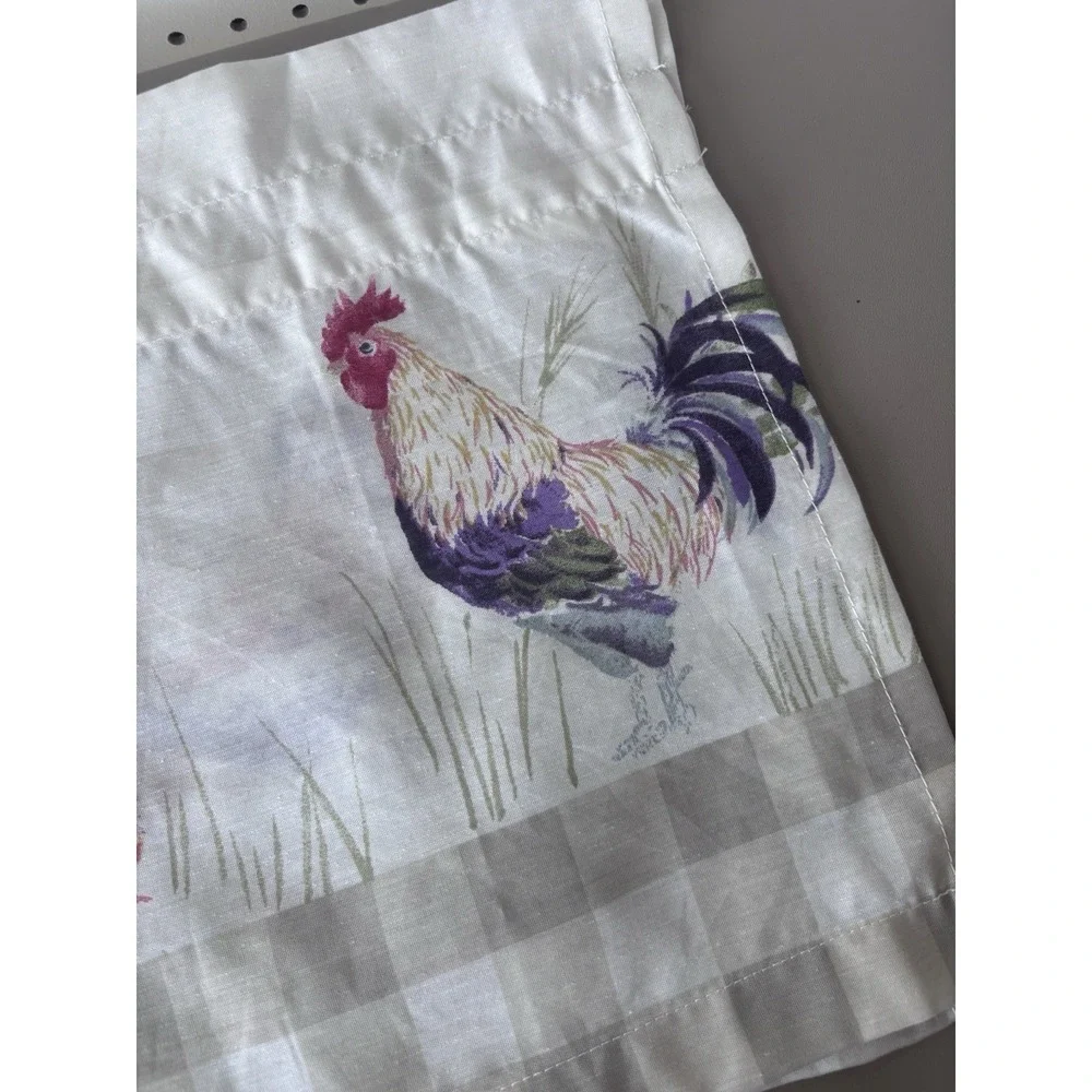 Chicken Rooster Hen Checkered Rustic Farmhouse Tier‎ and Valance Curtain Set
